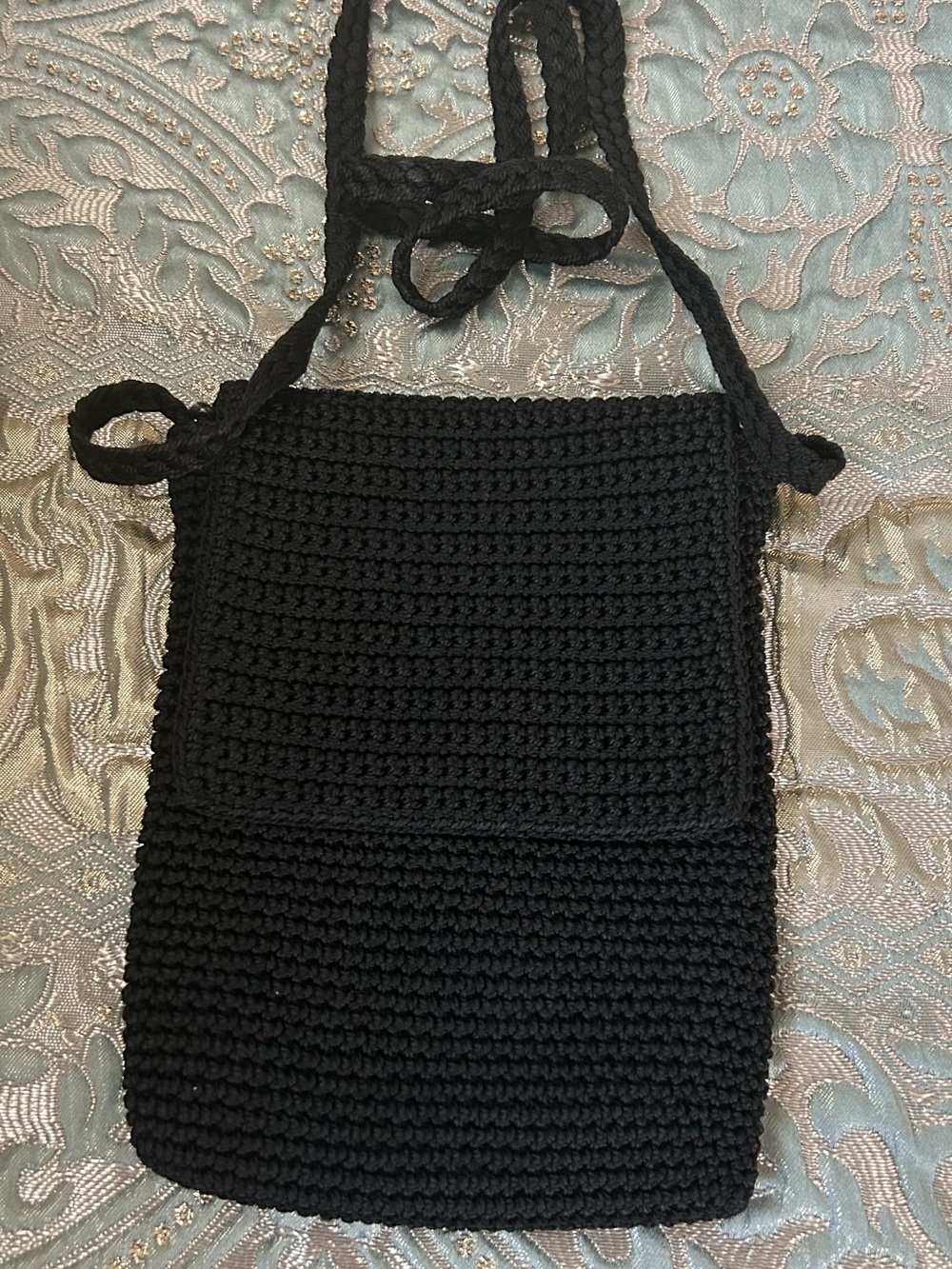 Black Crochet Crossbody Bag - Women